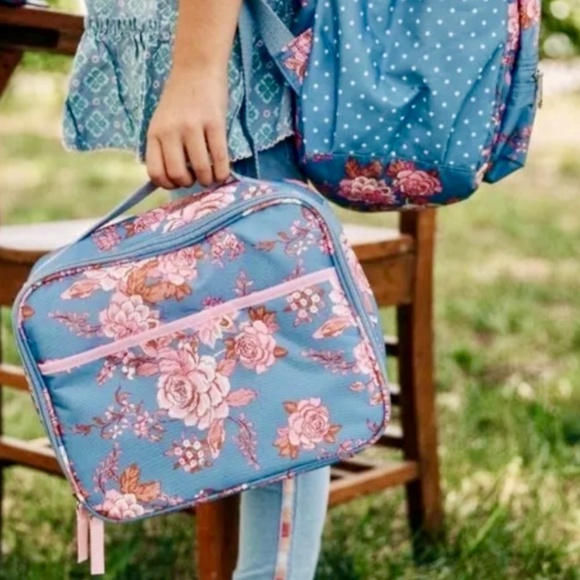 Matilda Jane Harlow Insulated Lunch (NWT Blue Pink Floral Carry Tote Bag) - Picture 2 of 3